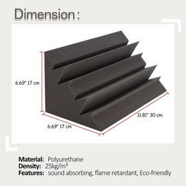 Acoustic Foam Bass Traps -12 Pack Wall Corner Studio Foam Blocks 12" X 7" X 7" Low-Frequency Sound Absorption Material for Home Studio and Theater etc. (12 Pack, Bass traps)