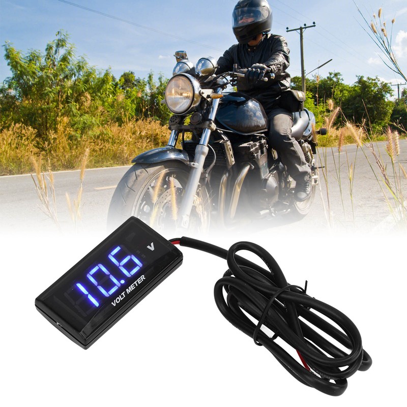 Universal LCD Motorcycle Voltmeter Ultra Thin Waterproof Voltmeter with Left
