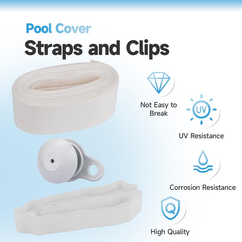 ANTOBLE Pool Cover Straps and Clips, Universal Solar Cover Reel