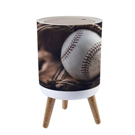 PHAIBHKERP Small Trash Can with Lid Basketball Garbage Bin Round Waste Bin Press Cover Dog Proof Wastebasket for Kitchen Bathroom Living Room 1.8 Gallon