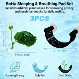 3pcs Betta Fish Hammock, Betta Fish Tank Accessories, Floating Rest Platform for Small Nano Aquariums