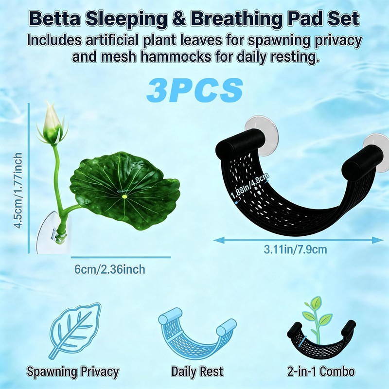 3pcs Betta Fish Hammock, Betta Fish Tank Accessories, Floating Rest