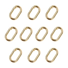 TAIYOU Pack of 10 Carabiner Hooks Gold Ring Carabiner Ring Keyring Carabiner Ring Oval Spring Buckle Clip for DIY Craft Accessories Key Chain Backpack Strap Chain