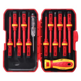 eROOSY VDE Insulated Screwdriver Set Cr-V 1000 V Electrician Screwdriver Set, Insulated Magnetic Screwdriver Set, Phillips Pozidriv Torx Electrician Tools, Pack of 13