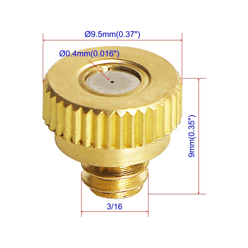 Ohamtes 16pcs Orifice Diameter 0.4mm (0.016"), G3/16 (10-24 UNC) Male