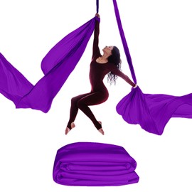 PRIORMAN 15/25 Yards Aerial Silk Professional Indoor Aerial Yoga Hammock Fabric Outdoor Fitness Silk for Dance, Circus Training, Home Gym (Dark Purple, 15 Yards)