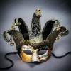 ILOVEMASKS Jester Joker Costume Venetian Half Face Masquerade Party Mask