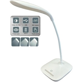 LED 3 Dimming Levels Lamp 2-in-1 Touch Coltrol with Night Light. USB or Battery Operated. Black or White (White)