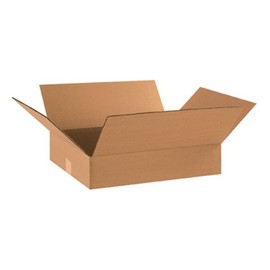 Aviditi 18144 Flat Corrugated Cardboard Box 18" L x 14" W x 4" H, Kraft, for Shipping, Packing and Moving (Pack of 25)