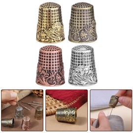 Sewing Thimble, 1 Piece Vintage Thimble Embroidery Finger Protector Dressmaking Craft Sewing Tools (Silver)