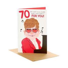 UK Greetings 70th Birthday Card for Him/Her/Friend - Elton John Design