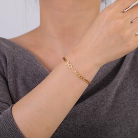 UNIFT Jewish Star of David Candlestick Bracelet for Women Stainless Steel Retro Israel Candlestick Star of David Bracelets Hanukkah Jewelry, Stainless Steel