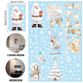 LdawyDE Christmas Window Stickers, 9 Sheets Christmas Window Pictures, Snowflakes, Double-Sided Window Stickers, Christmas Winter Decoration, Window Decoration for Children and Adults