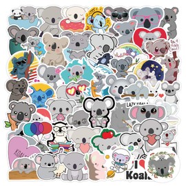 Pack of 50 Koala Stickers Laptop Water Bottles Phone Guitar Skateboard Car Bicycle Motorcycle Cartoon Cute Koala Vinyl Stickers Waterproof Aesthetic Decals for Teenagers Children Adults
