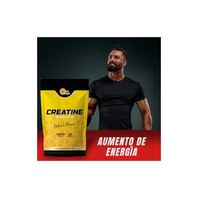 More Than Pure Creatina Monohidratada, 300g, 60 Servicios, Sabor Natural,