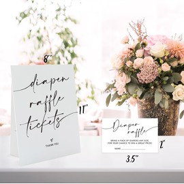 Baby Shower Diaper Raffle Game, one Minimalist Diaper Raffle Sign with 50 pcs Tickets, Fun Baby Shower Activities, Baby Shower Diaper Raffle Cards-BSLP01