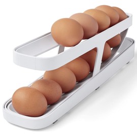 Huevera Rodantes, Dispensador De Huevos para Refrigerador, Egg Holder Soporte para Huevos Nevera, Contenedor De Huevos con 2 Niveles, Organizador Dispensador De Huevos Bandeja De Huevos