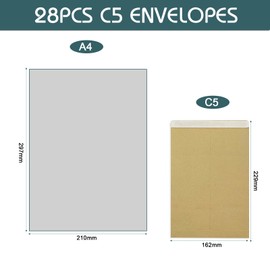 VEGCOO C5 Brown Envelopes 229 x 162 mm 100gsm, C5 Self Seal Pocket Envelopes, No Window Design, C5 Self-Seal Brown Envelopes for School/Home/Office - Pack of 28