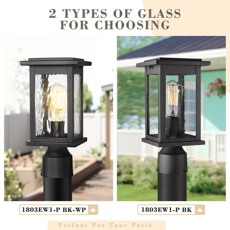 Emliviar Black Post Lights Outdoor, Waterproof Pillar Light Ideal for