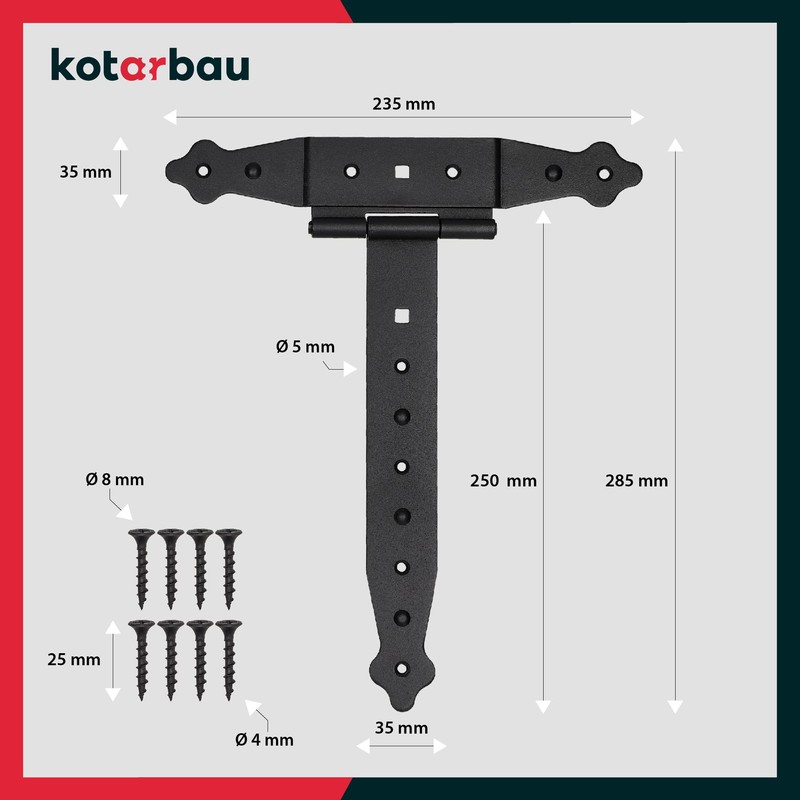 KOTARBAU® Set of 2 Cross Hinges Black 250 mm Shutter