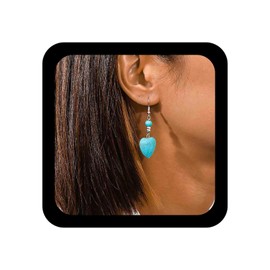 Inilbran Boho Turquoise Heart Drop Earrings Blue Turquoise Heart Hook Earrings Vintage Turquoise Dangle Earrings Silver Turquoise Stone Earrings Jewelry for Women and Girls Gifts
