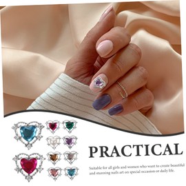 Mikinona Nail Art Charms Heart 10pcs Accessories for Nail Manicure Rhinestone Safe Sturdy Material Random Color