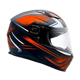 Typhoon Adult Full Face Motorcycle Helmet w/Drop Down Sun Shield DOT Certified - (Matte Orange, Small)