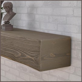 Adorwood Handmade Fireplace Mantel Shelf 48", Extra Wide Rustic Wood Mantles for Over Fireplace, Wall Mounted Floating Mantel Shelves for Living Room Decor (Smoke Gray, 48Lx6Hx8D)