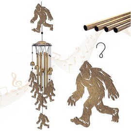 Bigfoot Wind Chimes Outdoor Sasquatch Decor, Deep Tone Soothing Melodic Tones Wi