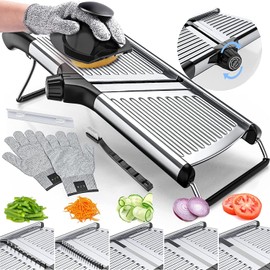 Stainless Steel Mandoline Slicer with Blades, Gloves, Vegetable Julienne Slicer