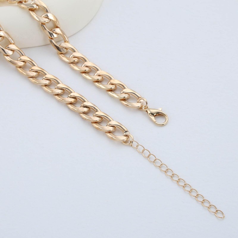 Enautoabs Punk Curb Chain Choker Necklace Gold Plated Chunky Chain