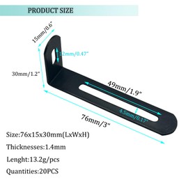Gxeabg 20 PCS Adjustable L Angle Bracket, L Shape Corner Brace, Corner Bracket with Slot, Corner Protector Shelf Support with Screws for Furniture Timber Shelf Corner Braces Supports