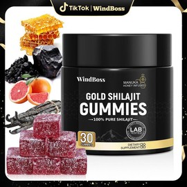 Organic SHILAJIT Gummies | Organic Pomegrenate Oil Flavor | Cane Sugar Free, Sweetened by Organic Manuka Honey | Clean Formula | Heart & Brain, Cellular Health 30 Healthy Gummies - size: Pack of 1