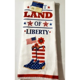 HOME COLLECTION "SWEET LAND OF LIBERTY" USA PATRIOTIC DECORATIVE KITCHEN TOWEL.