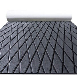 FOCEAN Boat Flooring EVA Foam Boat Decking Marine Mat Non-Slip Self-Adhesive Flooring Sheet for Motorboat Kayak Surfboard Garden Swimming Pools, 75''x 28'', Dark Grey with Black Lines