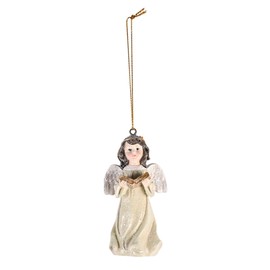 Dicksons Decorative Holiday Hanging Christmas Tree Ornament 1.75 x 3.5 Inch Resin Glittered Angel with Book