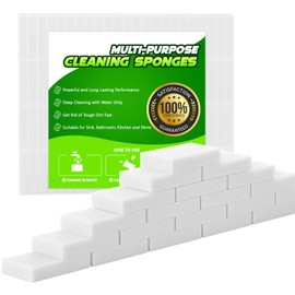 garvonti Sponge Eraser 50 Pack 2X Density and Long Lasting Melamine Sponges for Kitchen Bathroom Multi Surface Power Scrubber Foam Cleaning Pads - Bathtub, Floor, Baseboard, Bathroom, Wall Cleaner