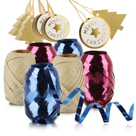 com-four® 30-Piece Packaging Decoration Set - Gift Ribbons and Gift Tags for Packaging and Decorating - Decorative Curling Ribbons and Tags for Labelling