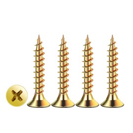 Drenky Multi Purpose Screws, 100 Pcs M4 x 35mm Yellow Zinc Alloy Self Tapping Screws High Performance Countersunk Head Phillips Universal Concrete Screws
