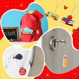 Equsion 60 Pcs Welcome Back To School Keychain First Day of School Party Favors Hanging Kit Gift Classroom Party Supplies Decoration