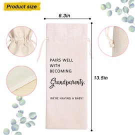 New Grandparents | Grandparents Wine Themed Announcement | Gandma Grandpa Wine Bag | Grandparents Gift | Pairs Well With Becoming Grandparents Congratulations 11WB43
