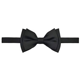 Retreez Solid Matte Color Woven Microfiber Pre-tied Boy's Bow Tie - Black - 8-10 years