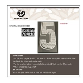 Stylish 8 Inch 0 to 9 Numbers Iron On Numbers for T-Shirt Jersey Clothing Heat Transfer Numbers with Dots (White)