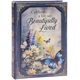 The Bridge Collection Beautifully Lived Memorial Decorative Book Box - Faux Book Hidden Storage - Memorial Trinket Box - Funeral Gift