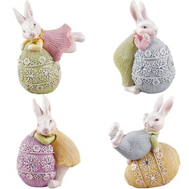 Easter Bunny Egg Resin Craft Ornaments Bunny Resin Figurines Durable Home Decoration for Room Table