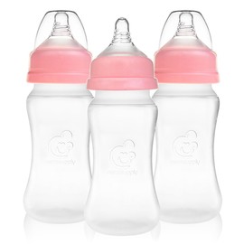 Nenesupply Silicone Baby Bottles Newborn Feeding Bottles Slow Flow Breastfeeding Bottle for Breastfed Babies Wide Neck 8oz Anti Colic Level 2 Nipple for 1+ Month Infant Replace Spectra Bottle Pumping