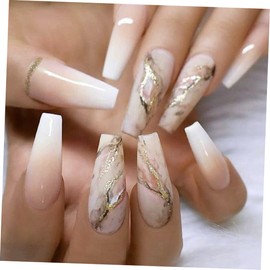 Ipetboom 24Pcs Long Flat Ballet Nail Tips