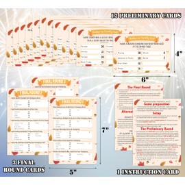 XQF Thanksgiving Friendly Feud Quiz, Thanksgiving Party Games, Family Feud Games, Ice Breaker Game for Adults, Fall Party Supplies, Includes 12 Preliminary Cards and 3 Final Round Cards, ZC02