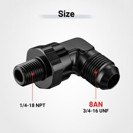 EVIL ENERGY 8AN Male Flare to 1/4" NPT 90 Degree Swivel Fitting Adapter Aluminum Black