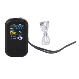 5 in 1 Air Quality Monitor Multifunctional Smart Portable CO2 Humidity Temperature Detector for Indoor Home Black